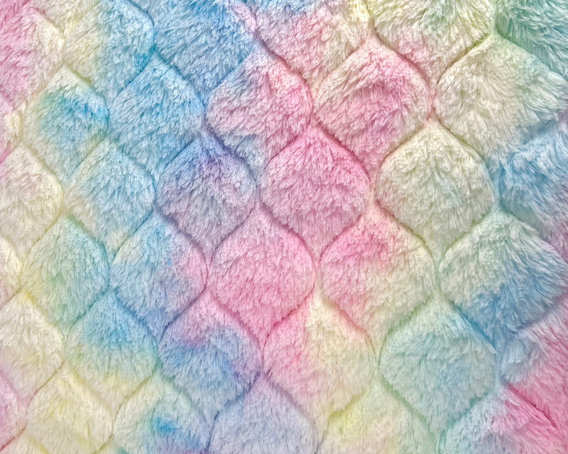 FMS Dog Beds Donut Bed replacement rounds in pastel tie-dye minky fabric, soft, plush cushion for small to medium dogs.