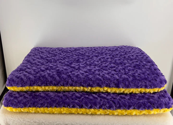 Purple and Yellow Specialty Beds and Donuts