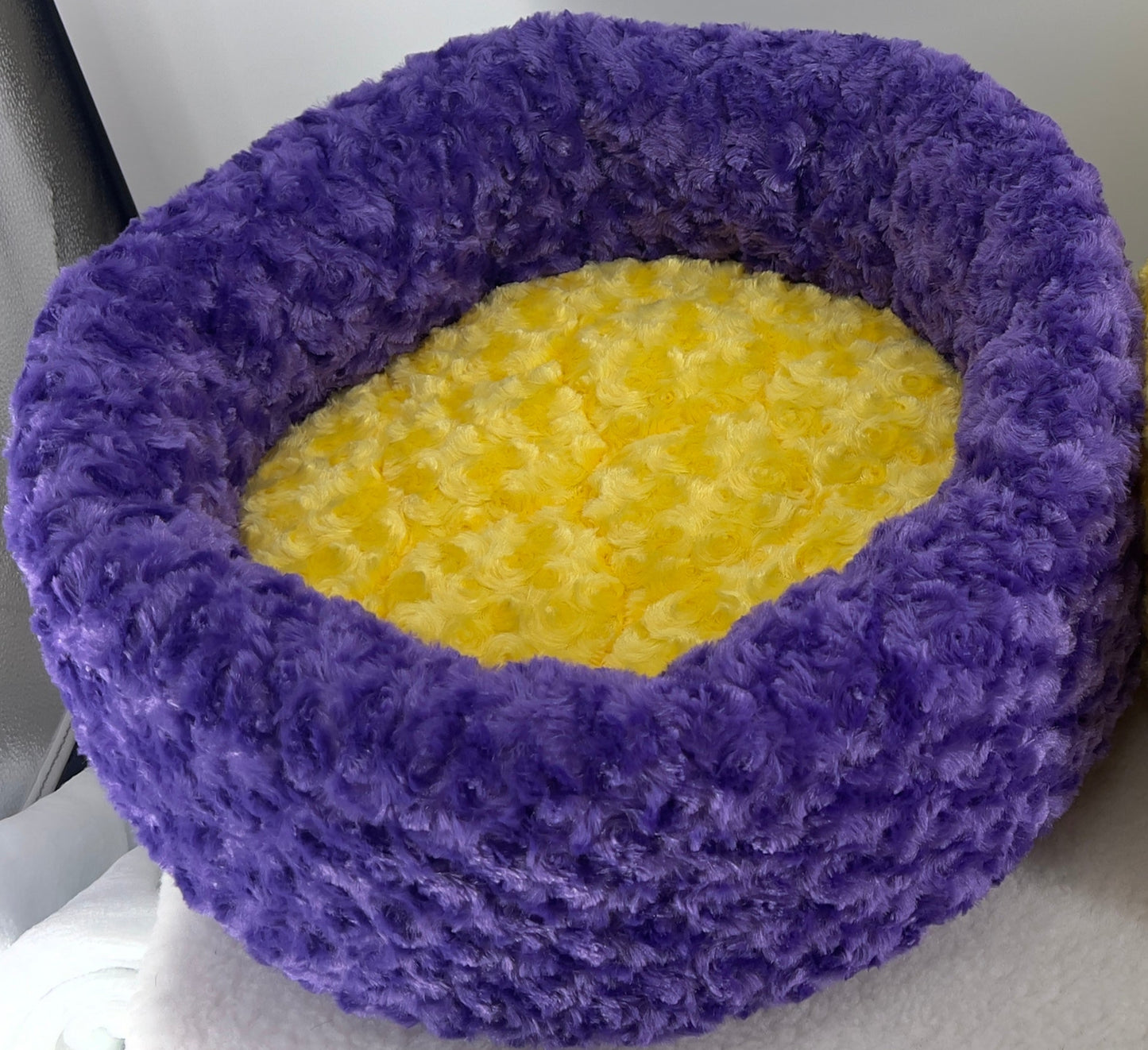 Purple and Yellow Specialty Beds and Donuts