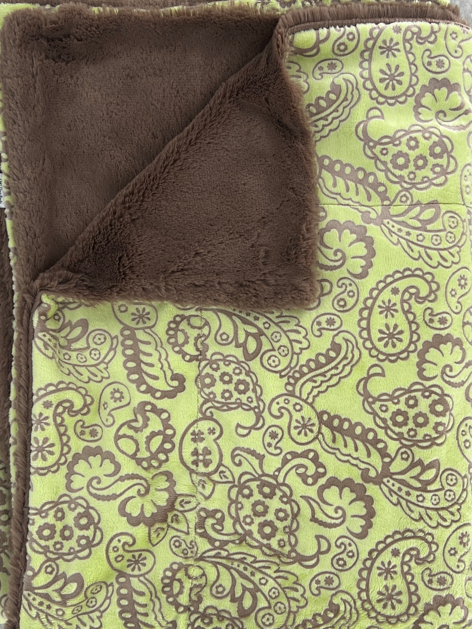 Soft Fms Dog Beds Minky 5'x6' blanket, cozy and plush for dogs, with a textured minky fabric in neutral color.