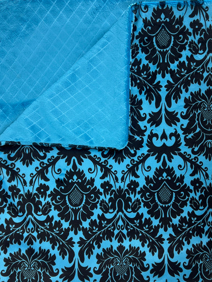 Soft Fms Dog Beds Minky 5'x6' blanket in front of a cozy dog bed, perfect for adding comfort and warmth for pets.