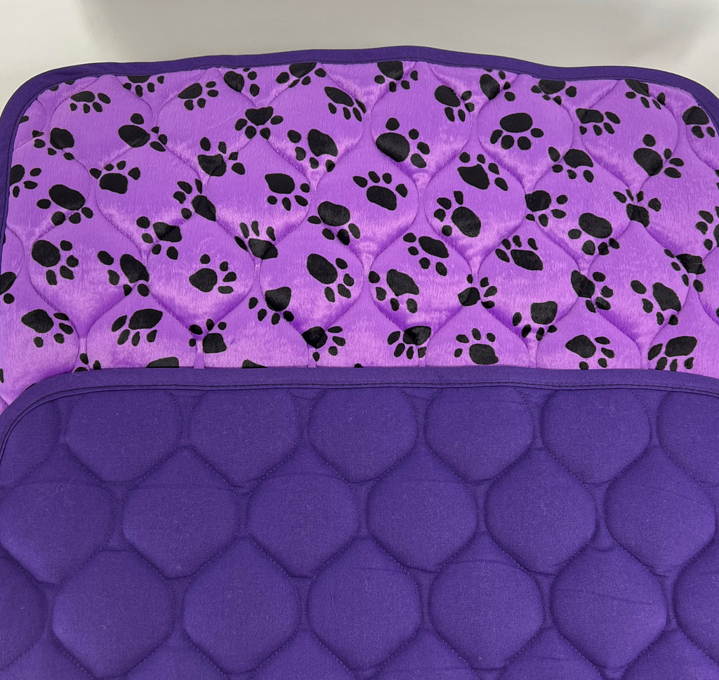 Purple Paw Print Velour Tuff Pad - FMS Dog Beds